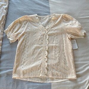 NWT Elegant Lace Cream Top